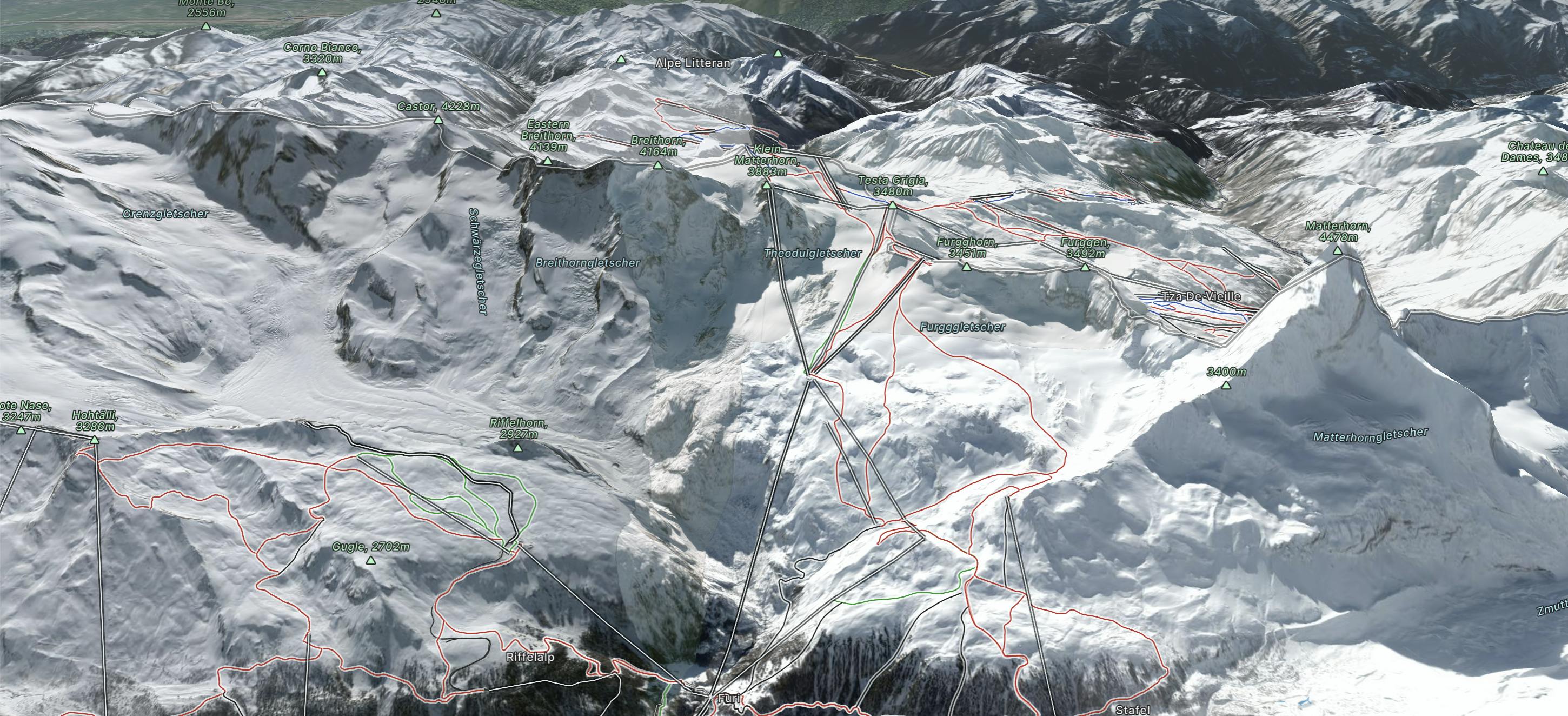 Zermatt - Breuil-Cervinia Map